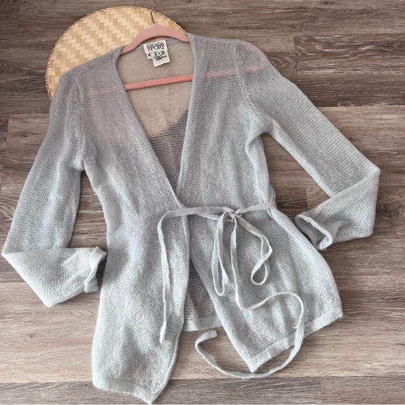 Escada Sweaters - Vintage escada Sport‎ Baby Blue mohair wool blend wrap cardigan
